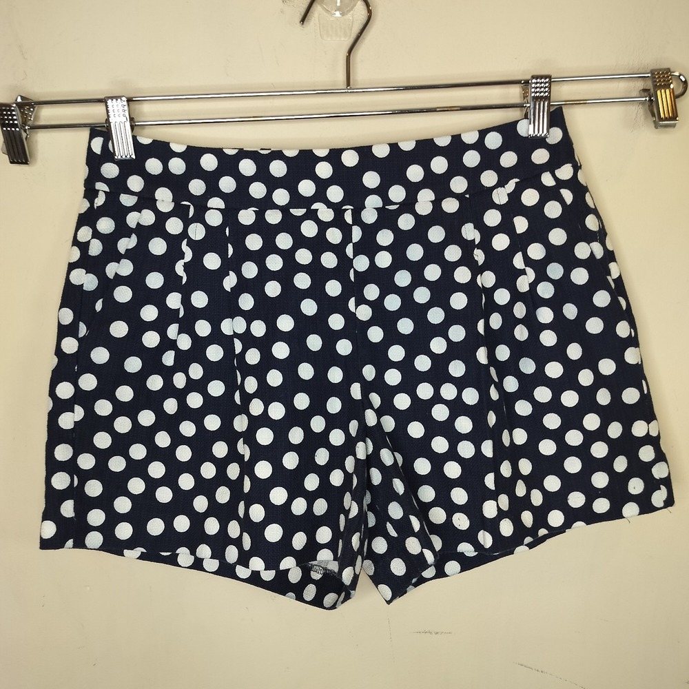 Polka Dot Cotton Shorts Navy Pleated Sold
